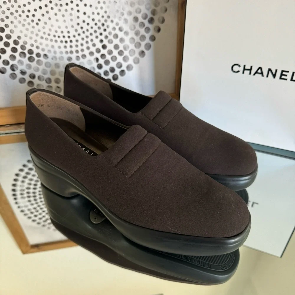 Stuart Weitzman Women's Brown Stretch Rubber Platform Shoes Size 9 M